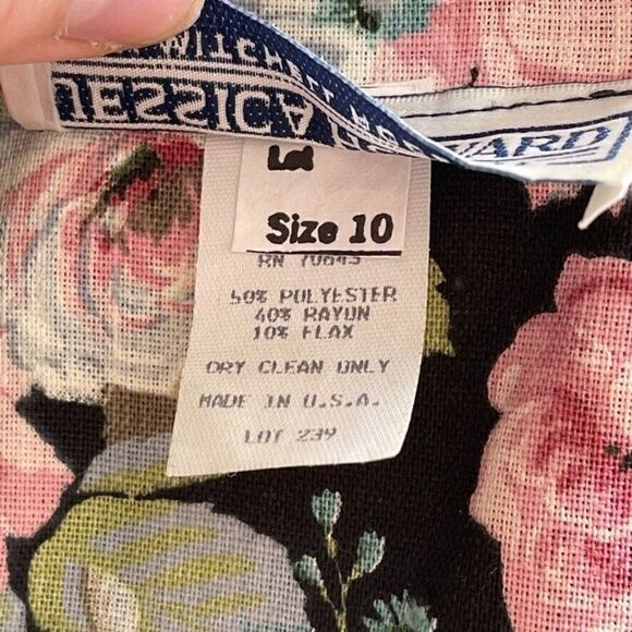 Jessica Howard 80s Dark Floral Secretary Boho Prairie Retro Mini Dress Sz M - Picture 11 of 11